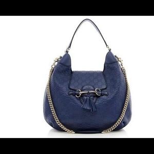 Gucci Emily Large Guccissima Leather Blue Bag
